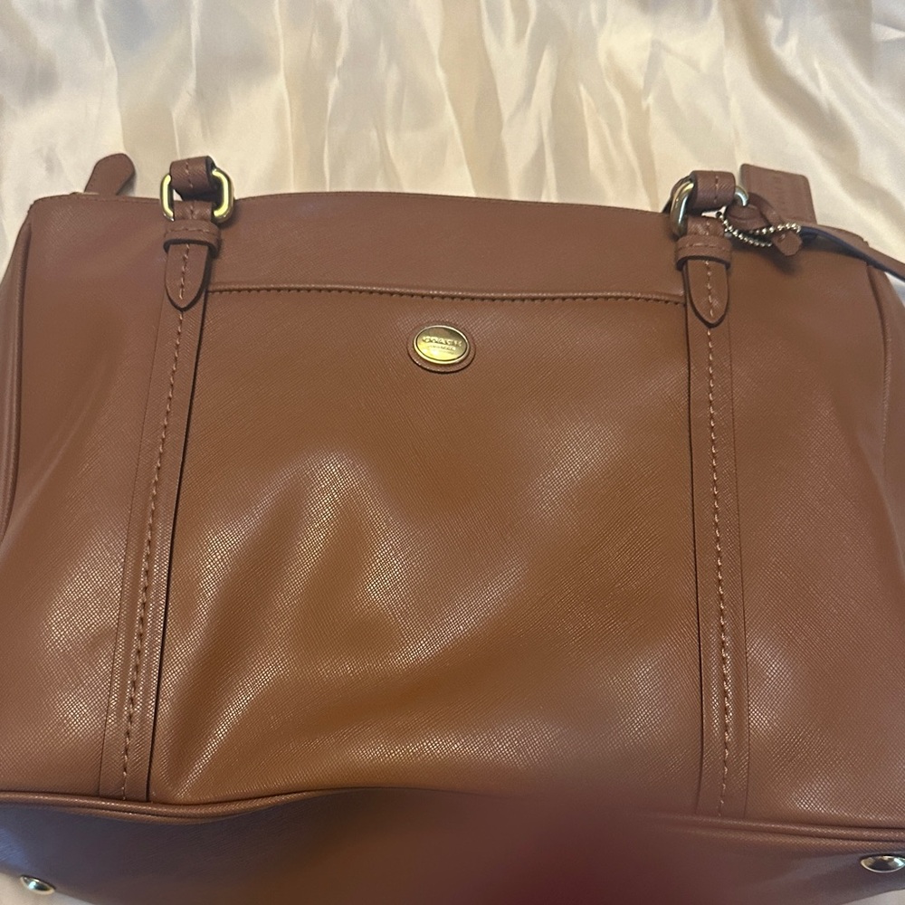 Coach Chestnut Leather Shoulder Bag with Gold-Tone Hardware